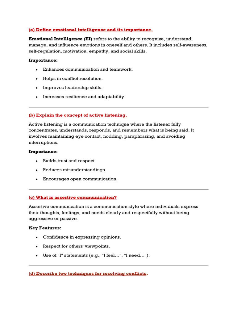 Emotional Intelligence and Communication Skills | PDF | Leadership ...