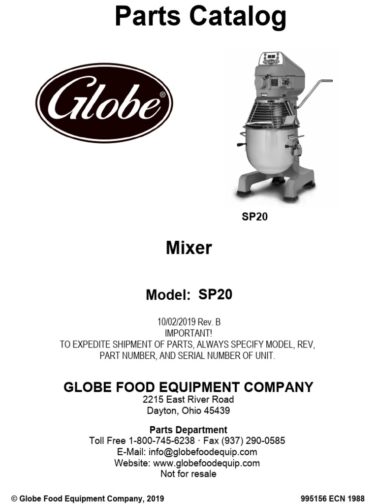 SP20 Mixer Parts Catalog | PDF | Fuse (Electrical) | Screw