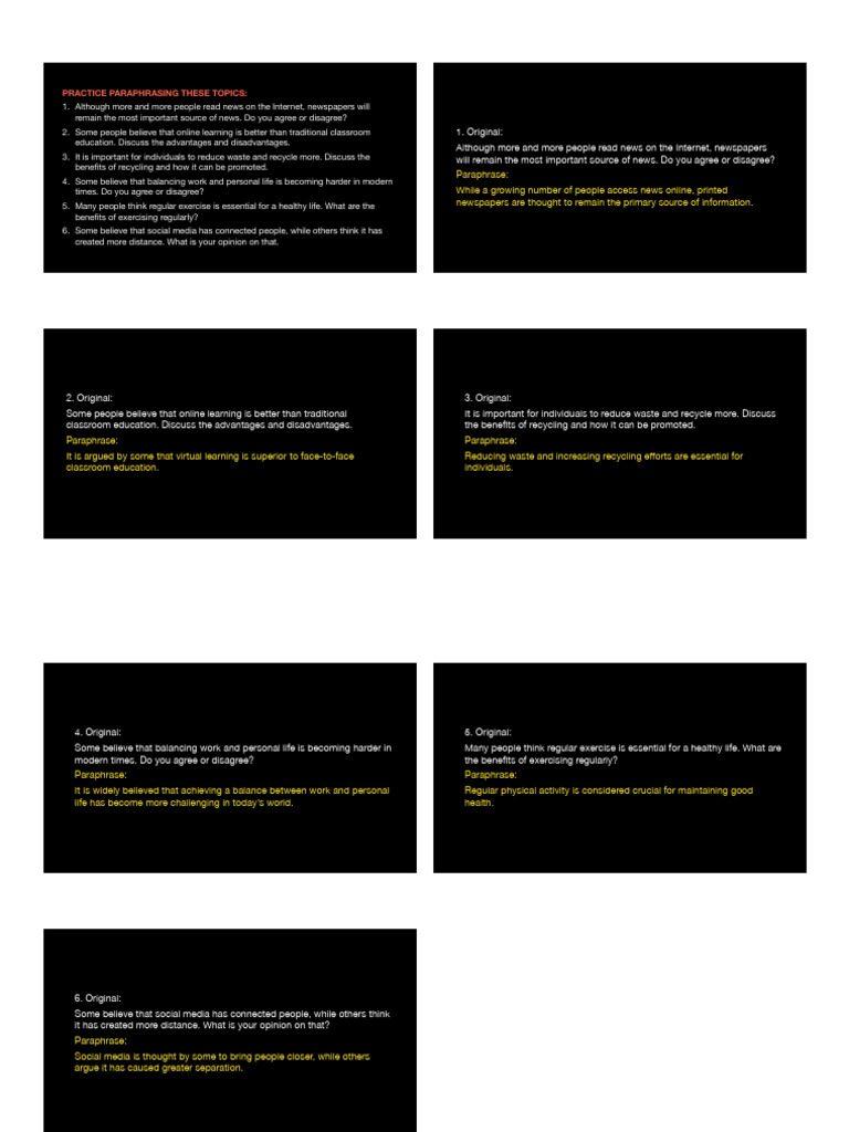 Paraphrasing Practice Topics Guide | PDF | News | Educational Technology