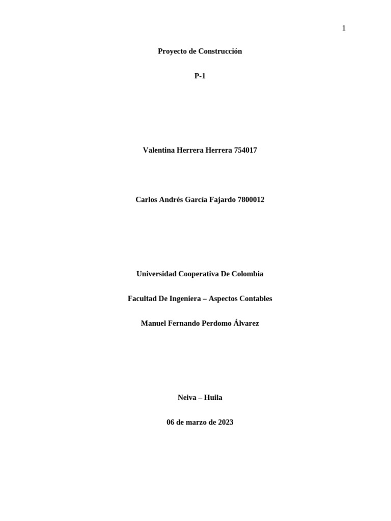 Proyecto de Construcción de Vivienda Unifamiliar | PDF | Business ...