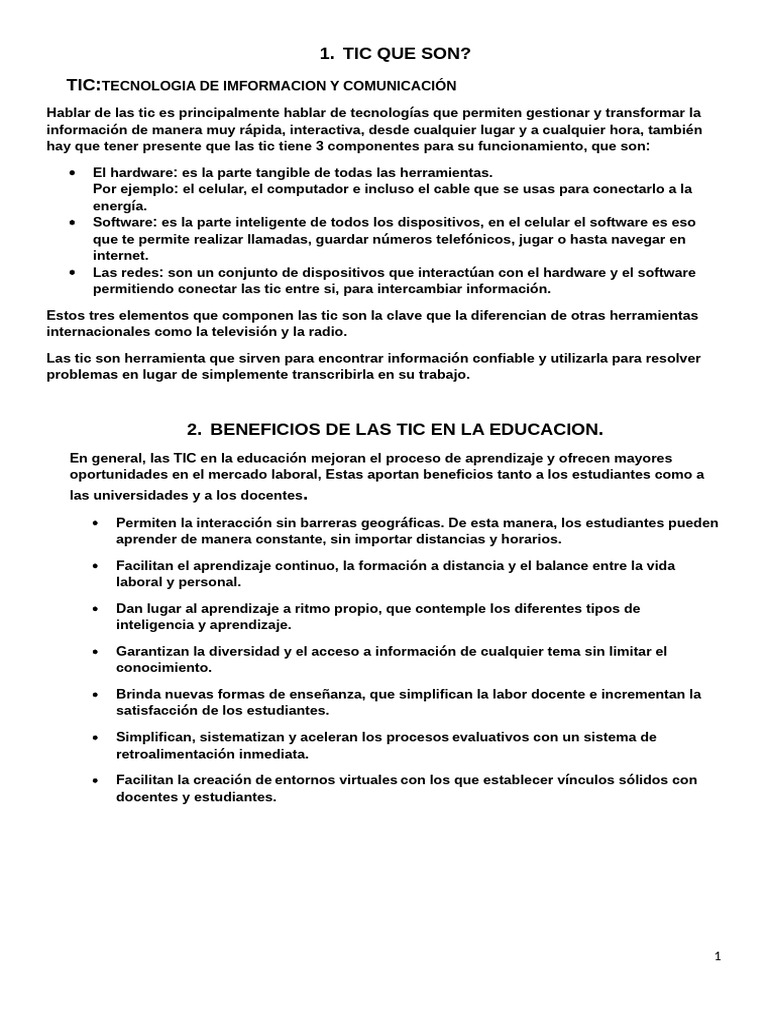 Qué son las TIC en educación | PDF | Tecnología de información y ...