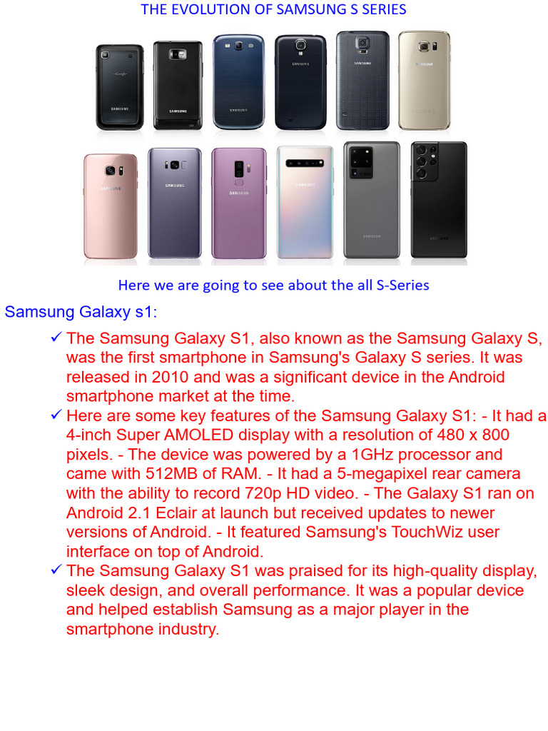 Samsung Galaxy S Series Evolution | PDF | Smartphone | Samsung Electronics