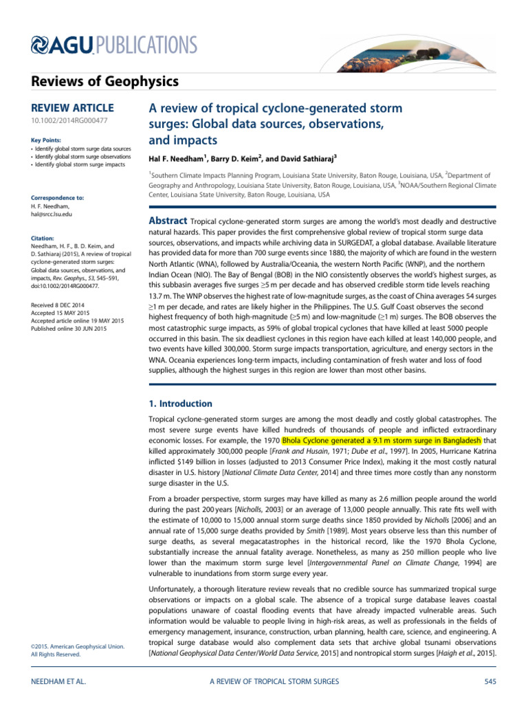 Global Review of Tropical Storm Surges | PDF | Storm Surge | Tropical ...