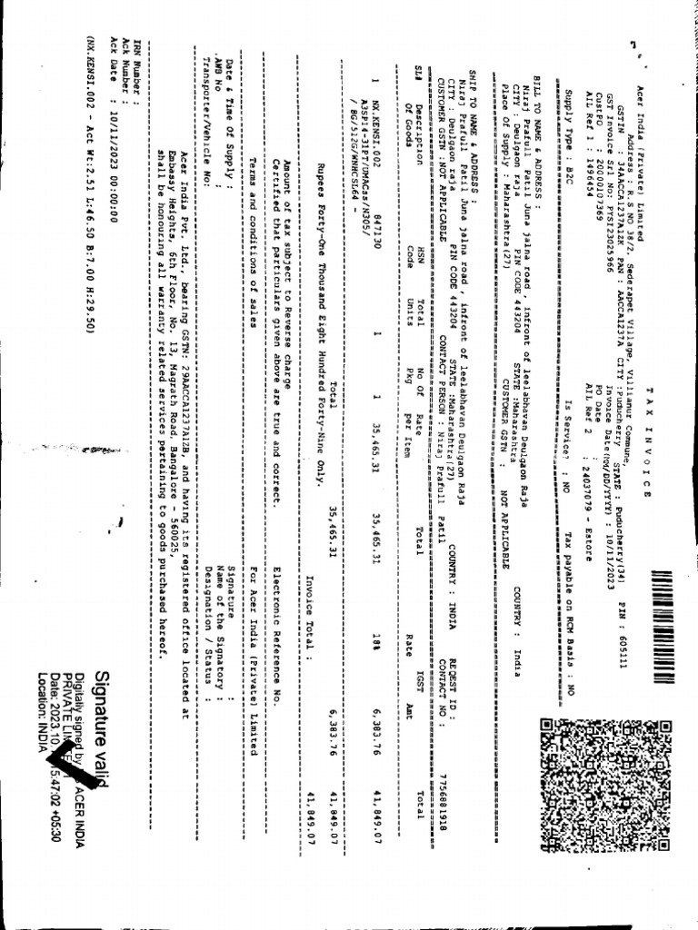 Acer Bill | PDF