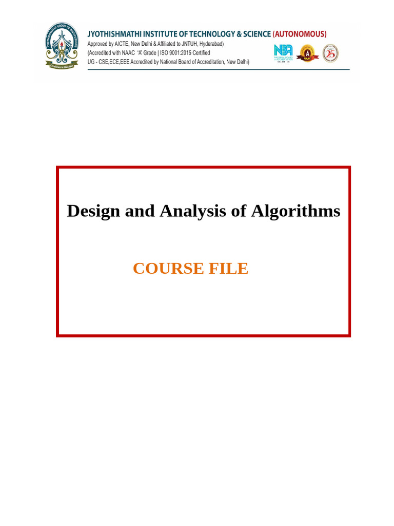 Design and Analysis of Algorithms Course | PDF | Computational ...