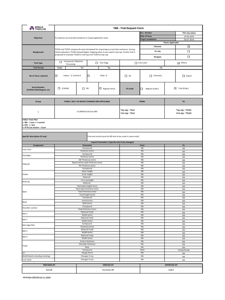 101 - 1 - To Evaluate The Cut & Chip Improvement in 11.00 R20 Endutrax ...