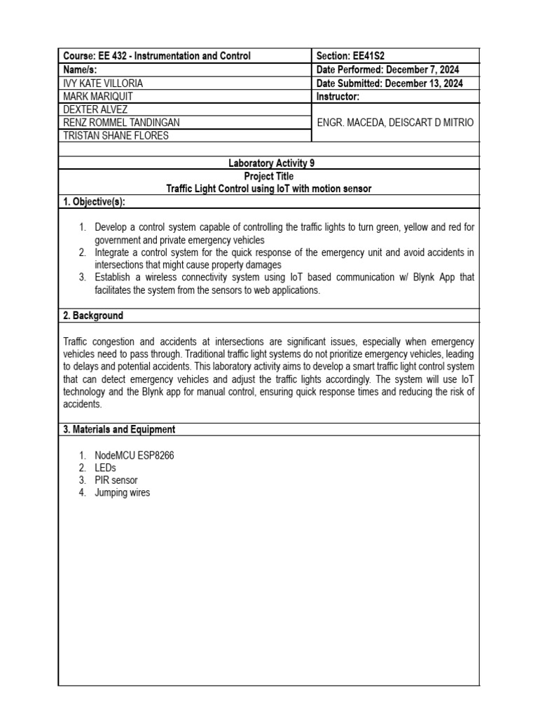 IoT Traffic Light Control with Motion Sensor | PDF | Traffic Light ...