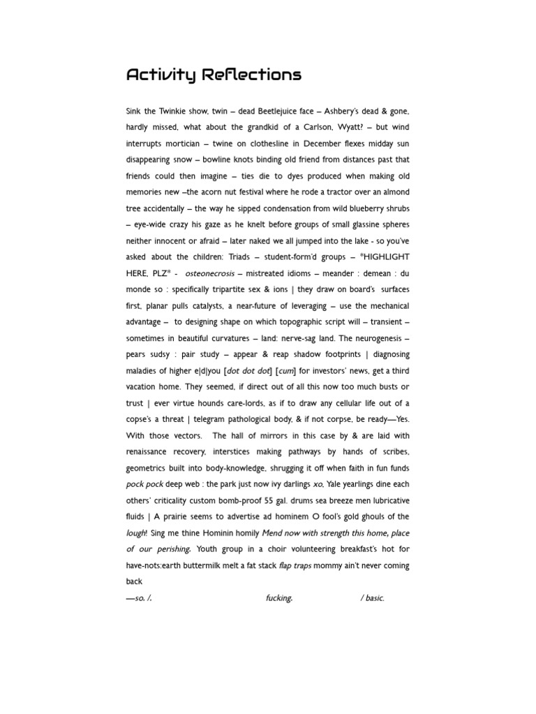 Reflections on Youth and Memory | PDF