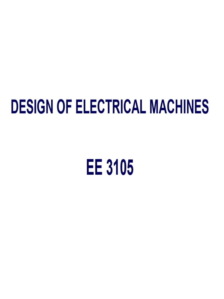 Electrical Machine Design Course Outline | PDF | Electric Motor ...