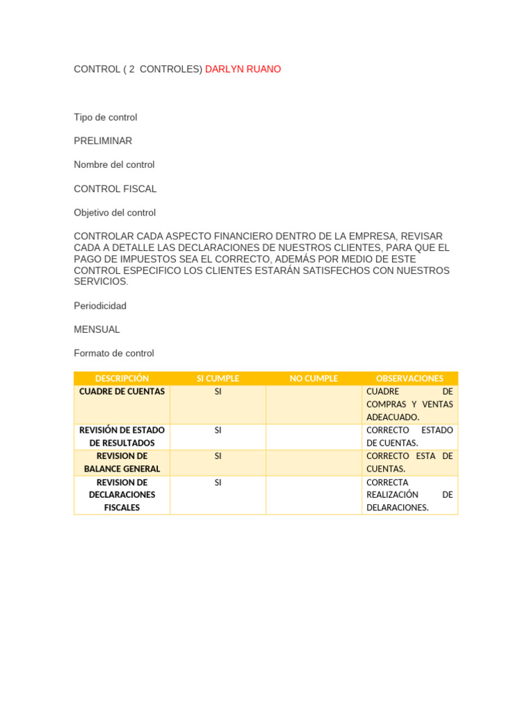 CONTROL | PDF | Business | Economias