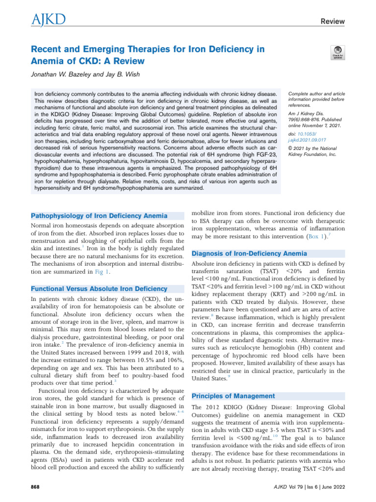 IS IRON OK FOR KIDNEYS intelligence overview