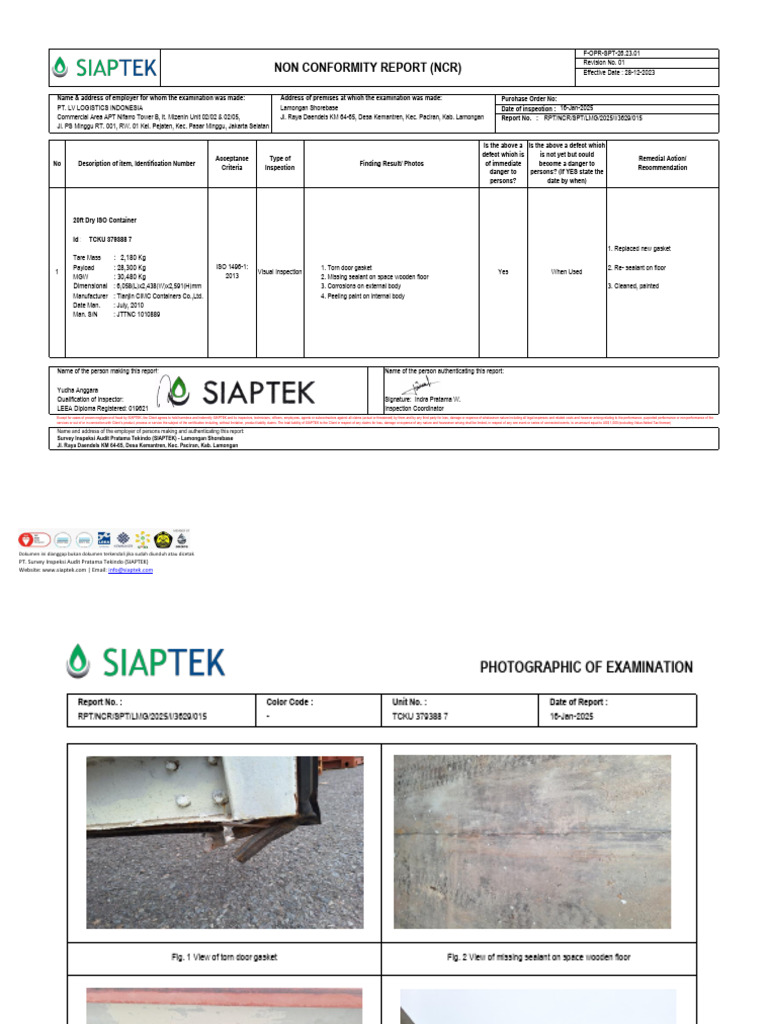 2025 ISO Container Inspection Report | PDF | Private Law | Common Law