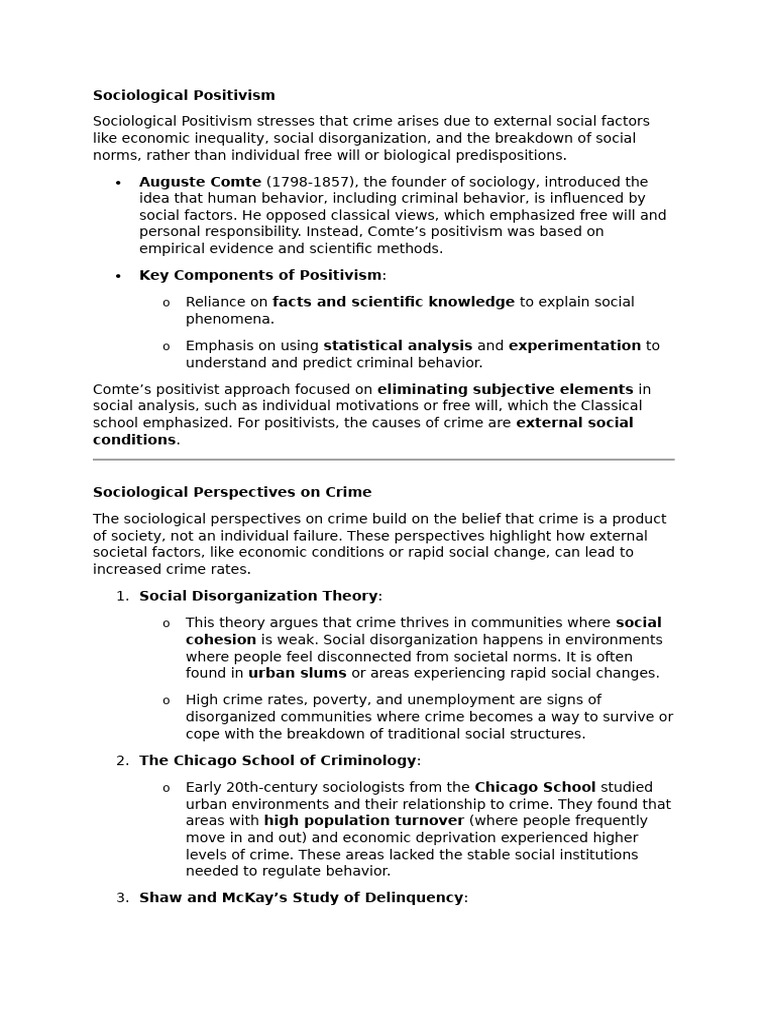 Sociological Positivism | PDF | Deviance (Sociology) | Crimes