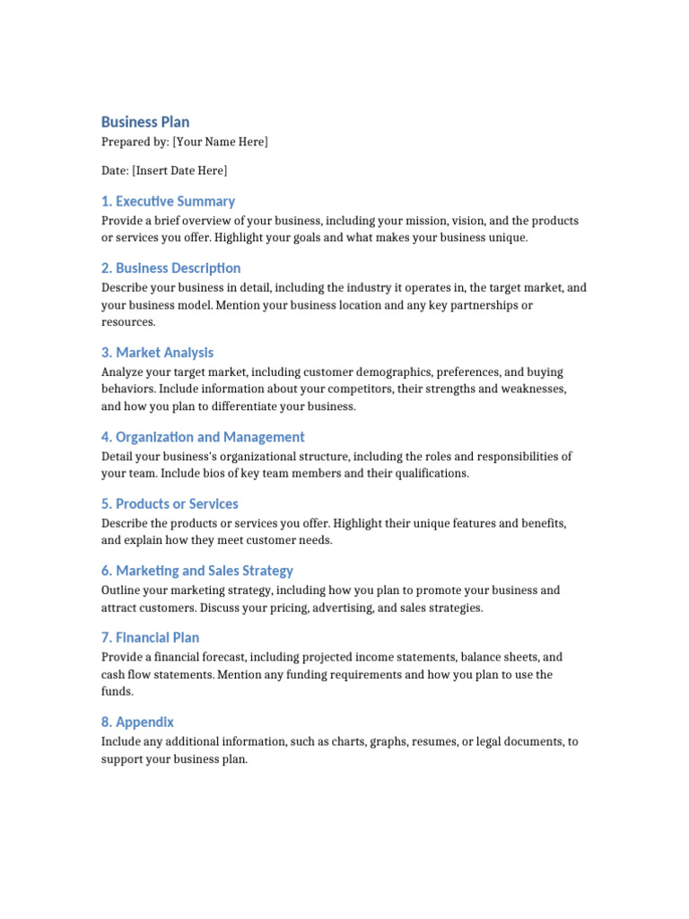 Business Plan for Entrepreneurs | PDF