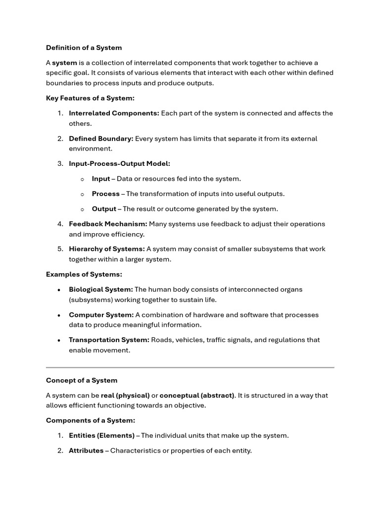 Definition of a System | PDF | System | Enterprise Resource Planning