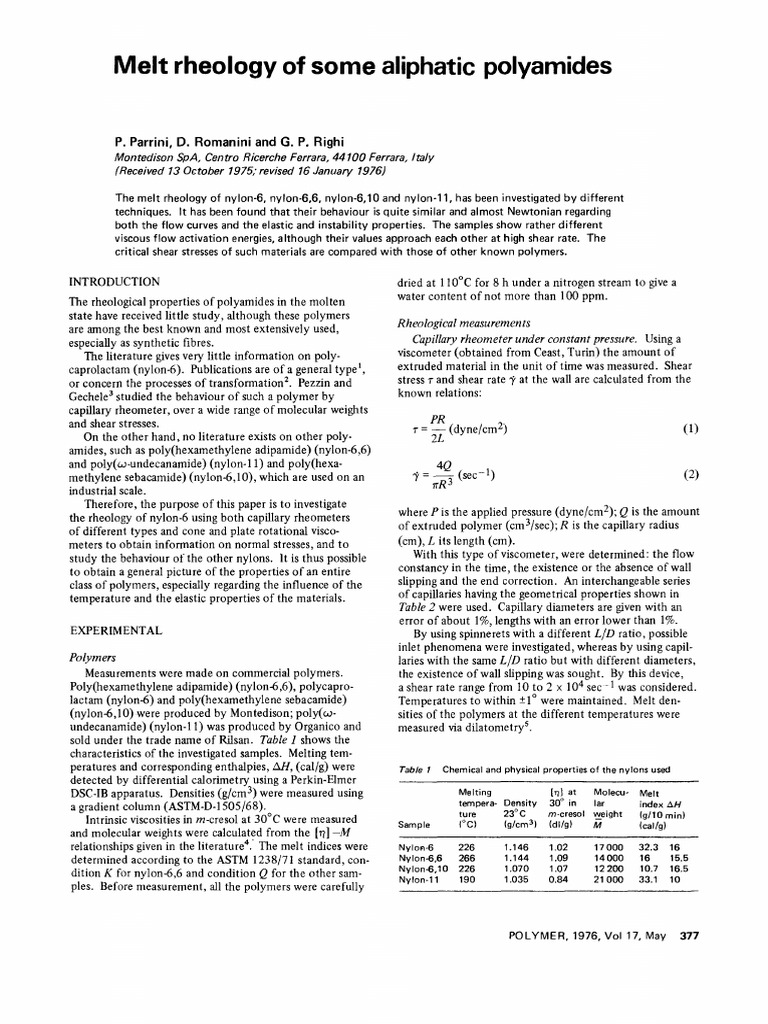Parrin i 1976 | PDF | Viscosity | Rheology