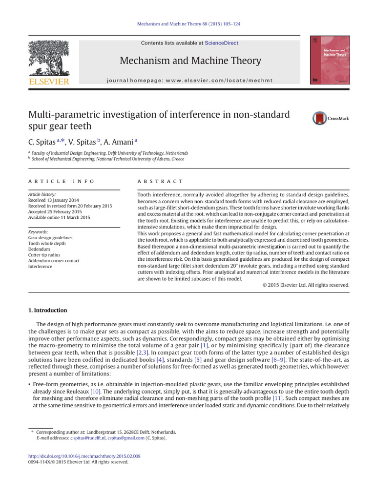 Non-Standard Spur Gear Tooth Interference | PDF | Gear | Geometry