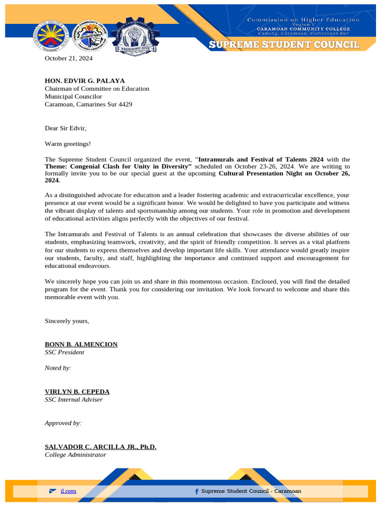Invitation to Intramurals 2024 Event | PDF