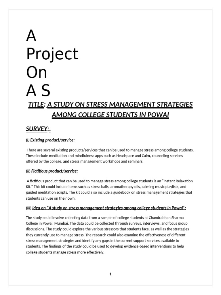 Stress Management Strategies for Students | PDF | Stress Management ...