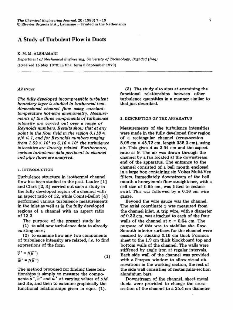 A Study of Turbulent Flow in Ducts | PDF | Turbulence | Reynolds Number