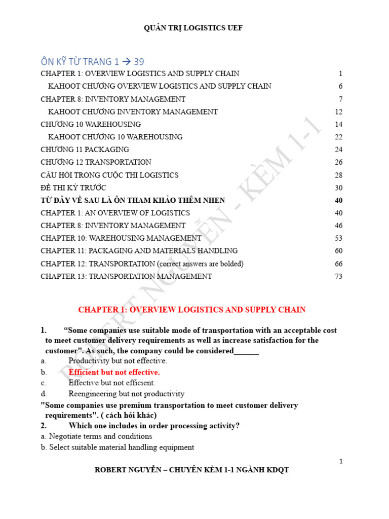 Logistics Management Overview UEF | PDF | Logistics | Warehouse