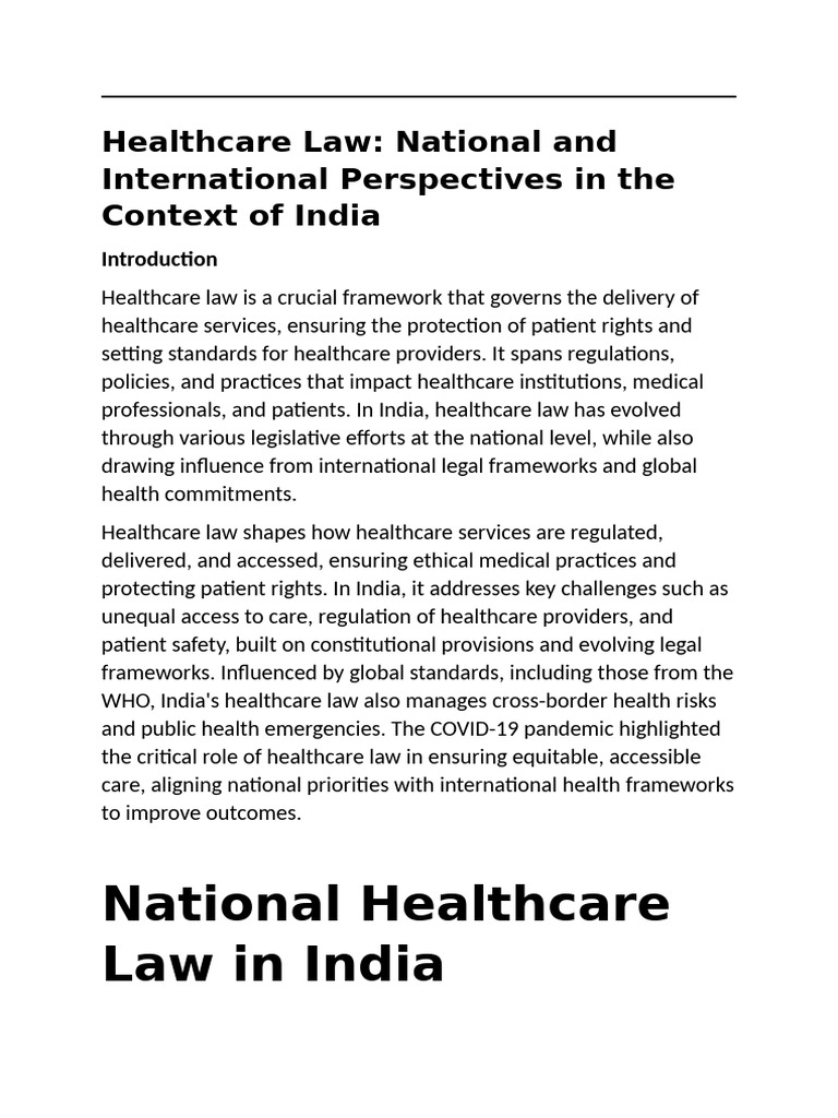 Healthcare Law in India: A Comprehensive Overview | PDF | Health Care ...