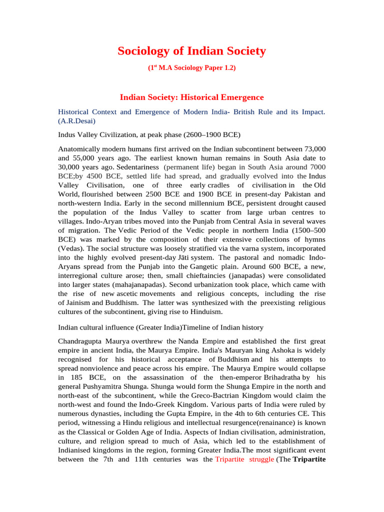 Historical Emergence of Indian Society | PDF | British Raj | Sociology