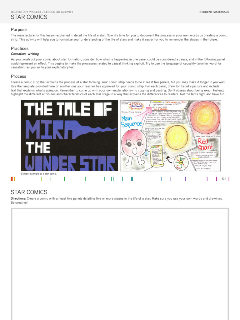Star Life Cycle Comic Strip Project | PDF