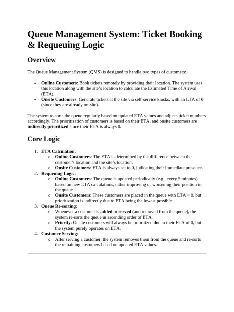 Queue Management System Overview | PDF