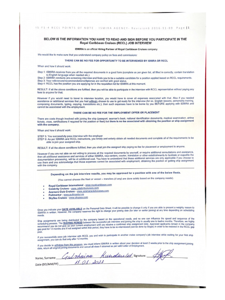 Below Is The Information You Have To Read and Sign Before You ...