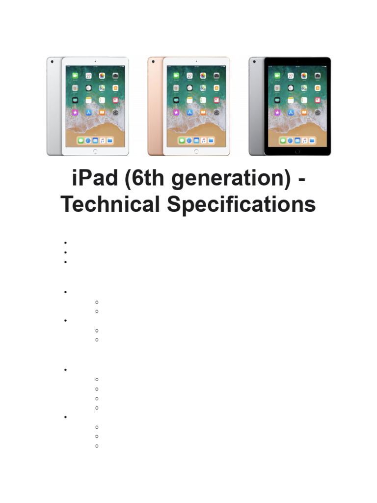 iPad Air 6 Specifications Overview | PDF | I Pad | Ios