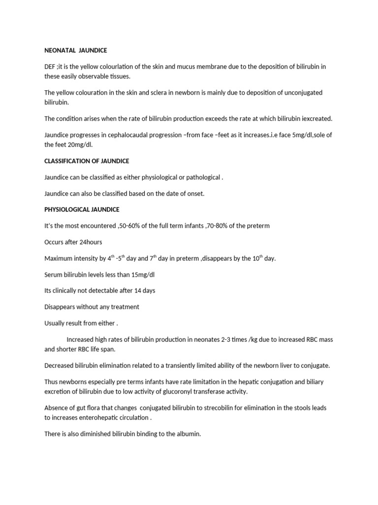 Neonatal Jaundice Pdf Hematology Clinical Medicine