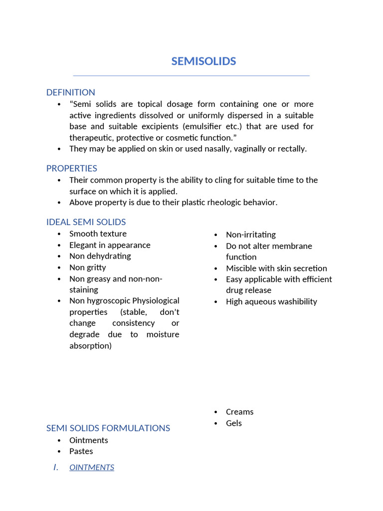 Understanding Semi-Solid Dosage Forms | PDF | Topical Medication | Emulsion