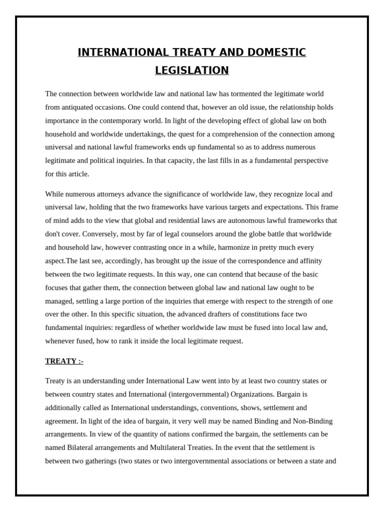 International Treaties and Domestic Law | PDF | Treaty | Multilateralism