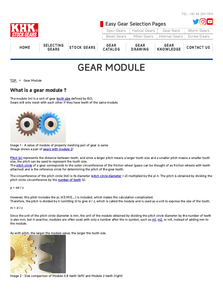 Gear Module _ KHK Gear Manufacturer | PDF | Gear | Mechanical Engineering