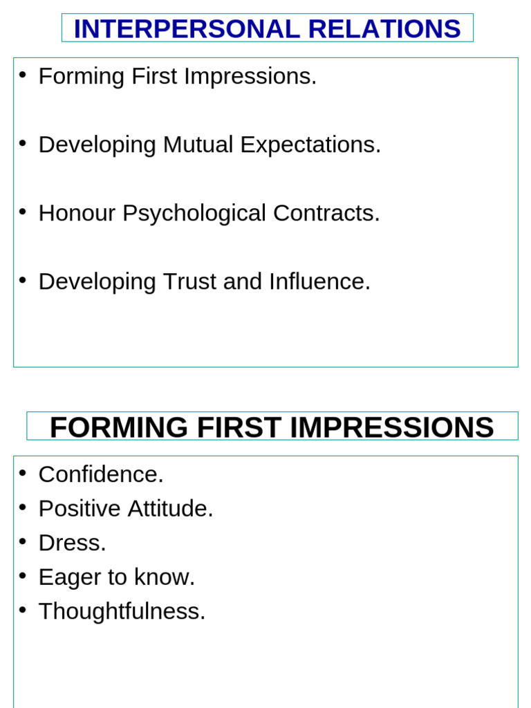 Interpersonal Relations: Building Trust & Expectations | PDF