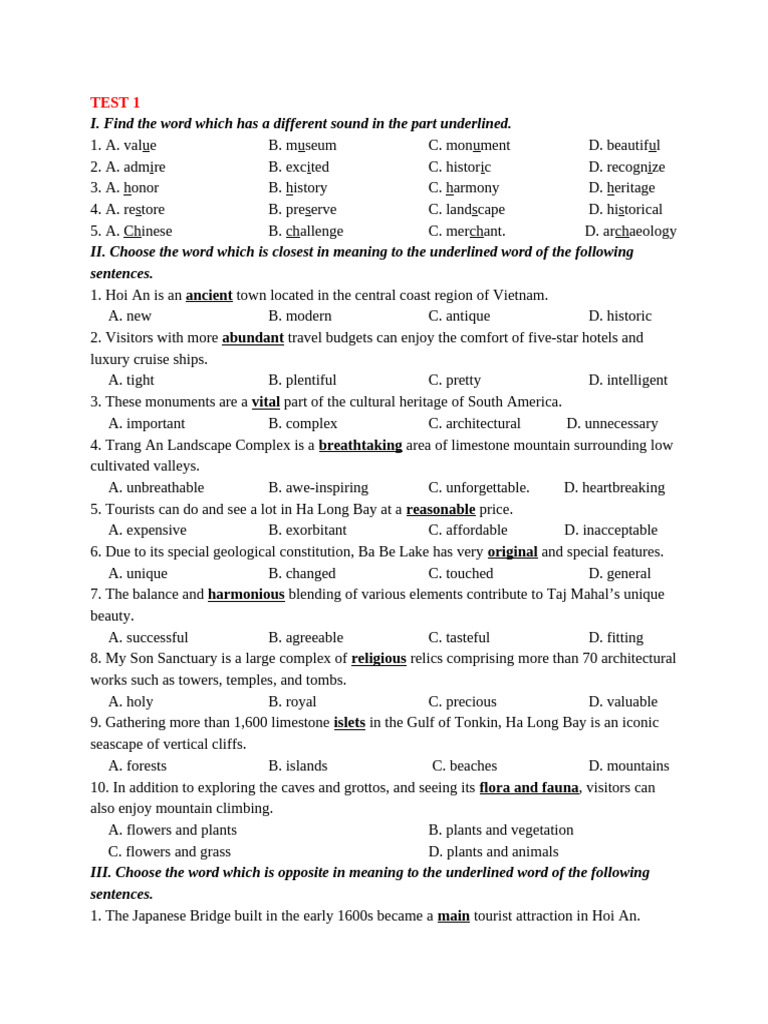 TEST 1 - E11 - UNIT 6 | PDF | Hanoi