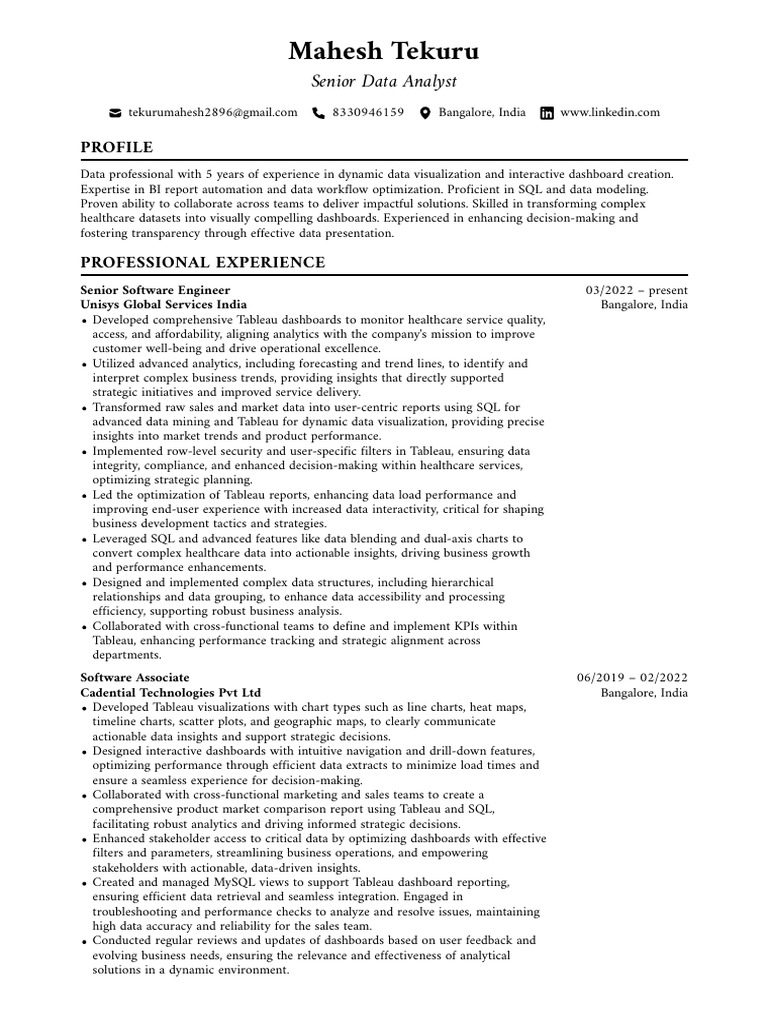 Mahesh Angirekula: Data Analyst Profile | PDF | Information Science ...