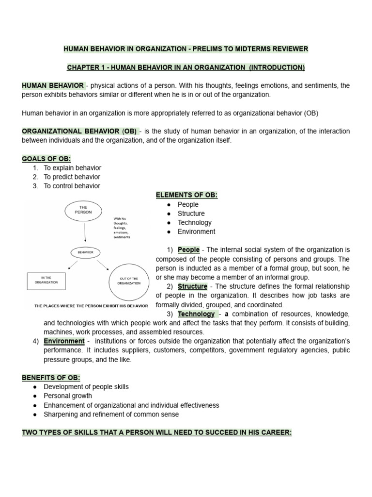 HUMAN BEHAVIOR IN AN ORGANIZATION REVIEWER | PDF | Motivation ...