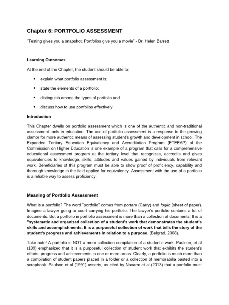 Understanding Portfolio Assessment | PDF | Educational Assessment ...