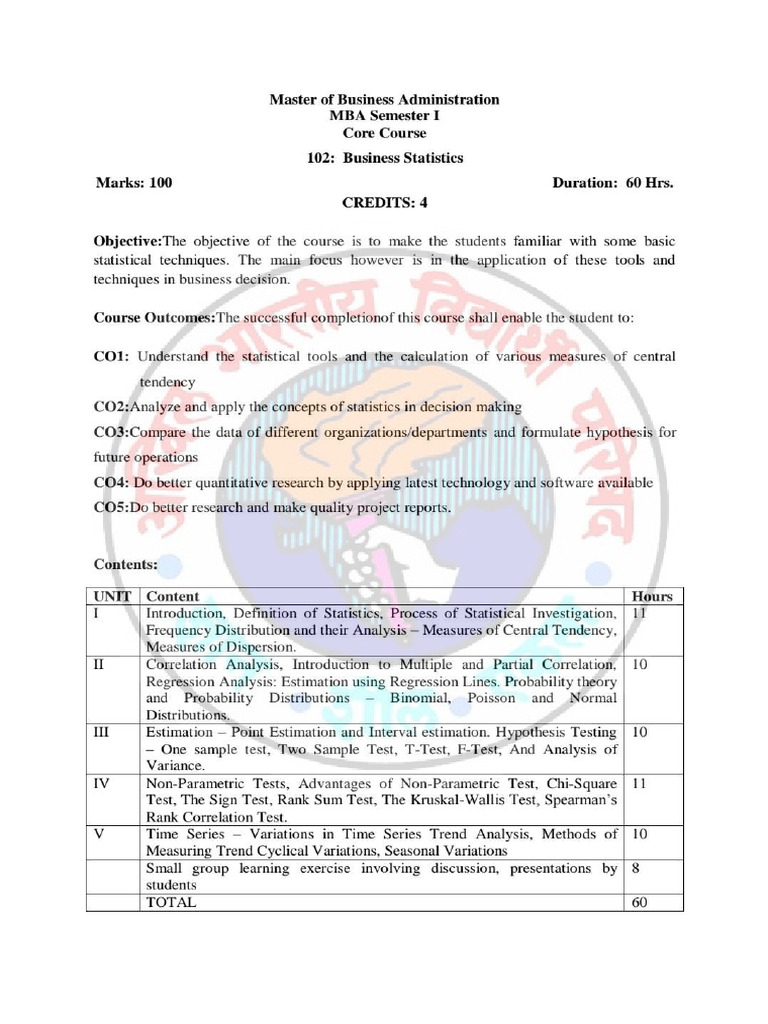MBA 1st Semester Syllabus | PDF