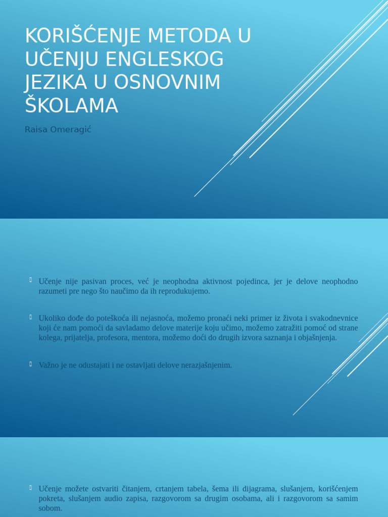 Korišćenje Metoda U Učenju Engleskog Jezika U Osnovnim | PDF