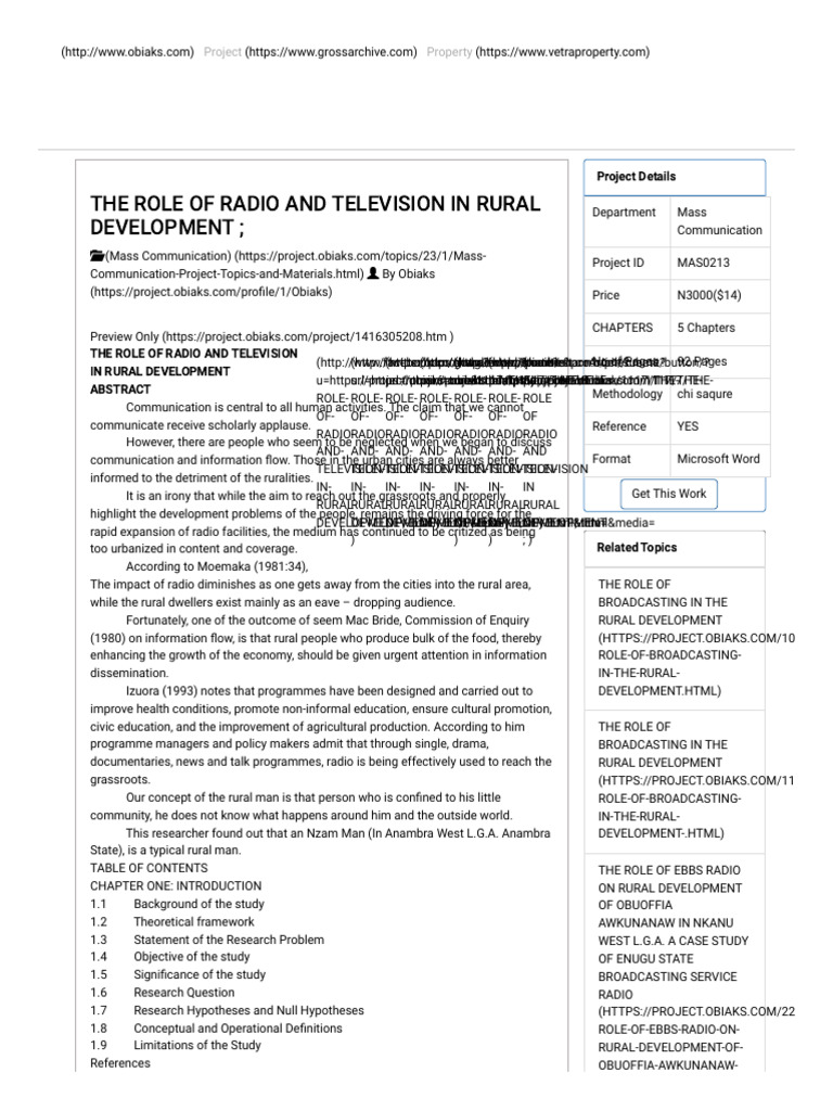 Impact of Radio on Rural Development | PDF | Communication | Hypothesis