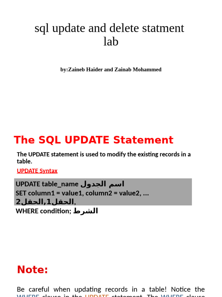 SQL Update and Delete Statements Guide | PDF | Sql | Computer Programming