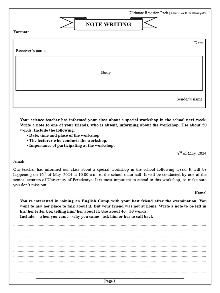 Note Writing Revision Guide | PDF