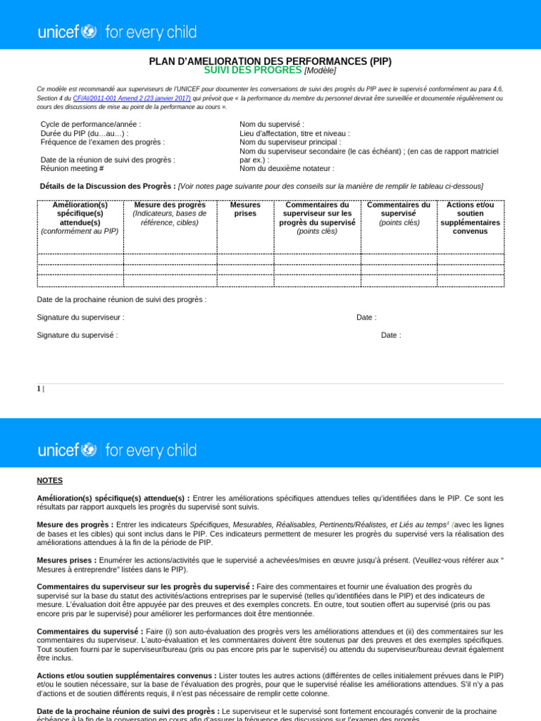 Suivi des Progrès du PIP | PDF
