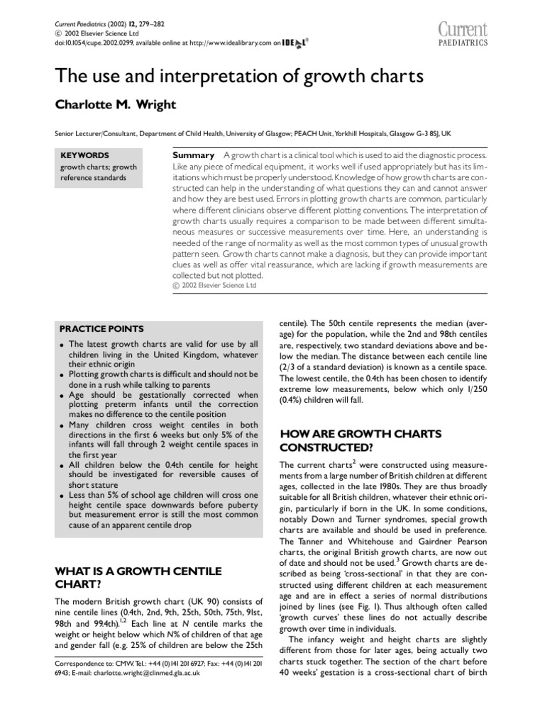 The use and interpretation of growth charts | PDF | Percentile | Body ...