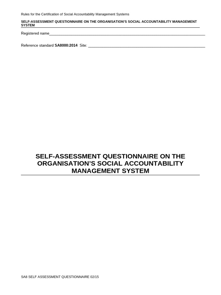 SA8000 Certification Self-Assessment Guide | PDF | Cost Of Living ...