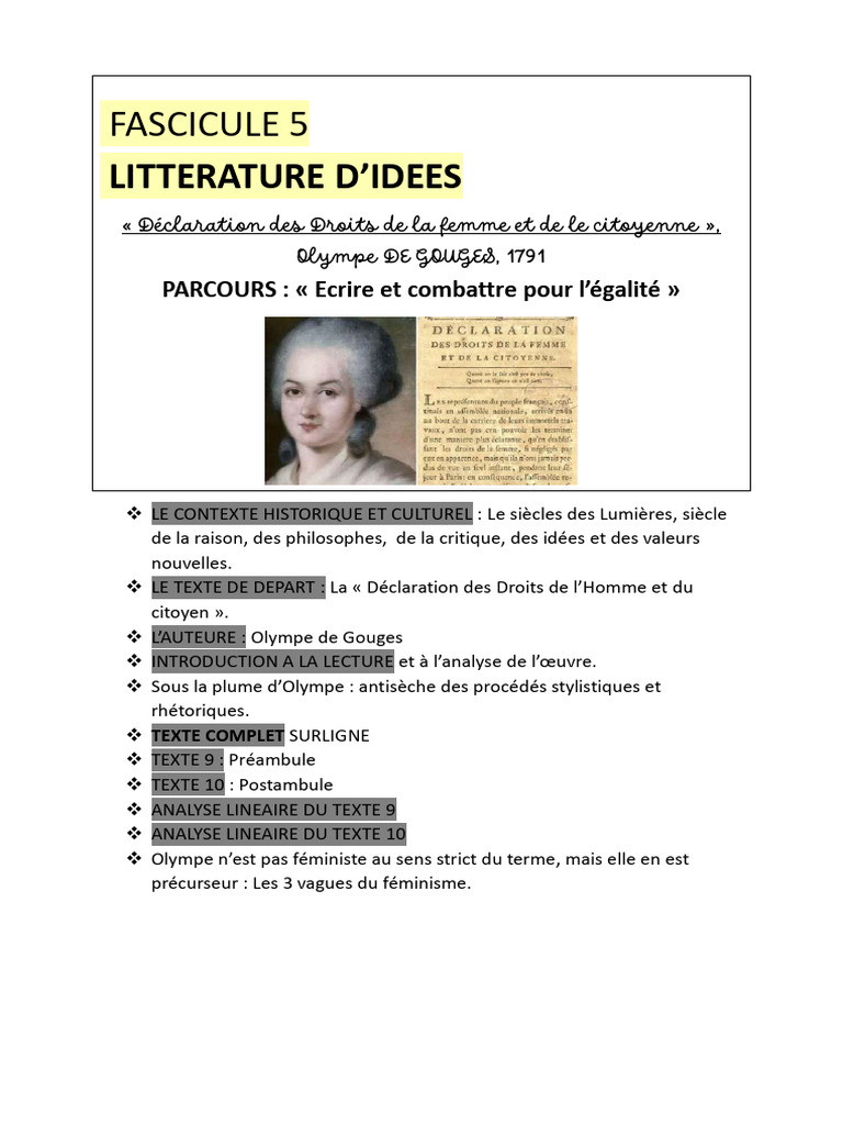 Contexte historique d'Olympe de Gouges | PDF | Siècle des Lumières ...