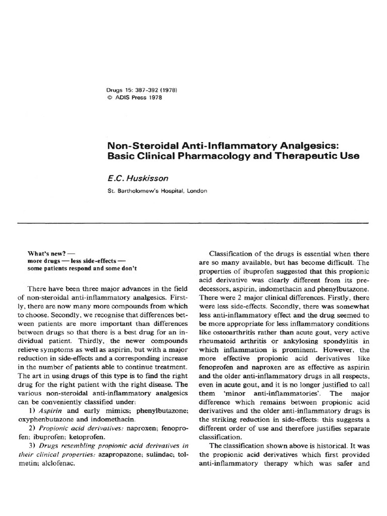 Non-Steroidal Anti Lnflammatory Analgesics | PDF | Aspirin | Pharmacology